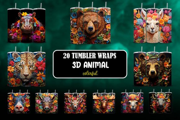 3D Animal Tumbler Wraps: Elevating Sublimation Projects with Realistic Digital Designs
