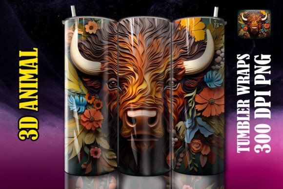 3D Bison Tumbler 2: Premium Sublimation Wrap Design