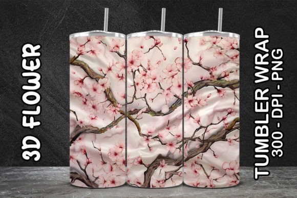 3D Cherry Blossom Flower Tumbler 2 Design