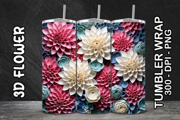 3D Dahlia Flower Tumbler 1: Digital Sublimation Design