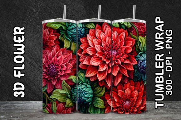3D Dahlia Flower Tumbler 2: Elevating Custom Drinkware with High-Resolution Digital Design