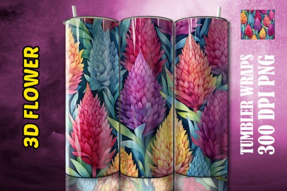 3D Flower Tumbler 78: Digital Sublimation Design