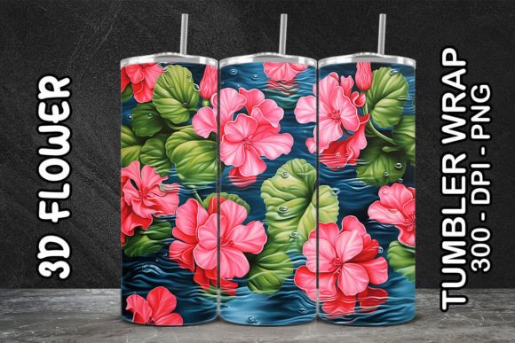 3D Geranium Flower Tumbler 3: Elevating Custom Drinkware with Realistic Floral Sublimation