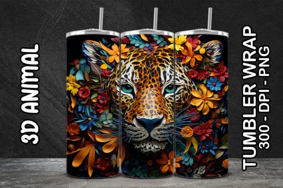 3D Leopard Tumbler 2: Premium Sublimation Wrap Design