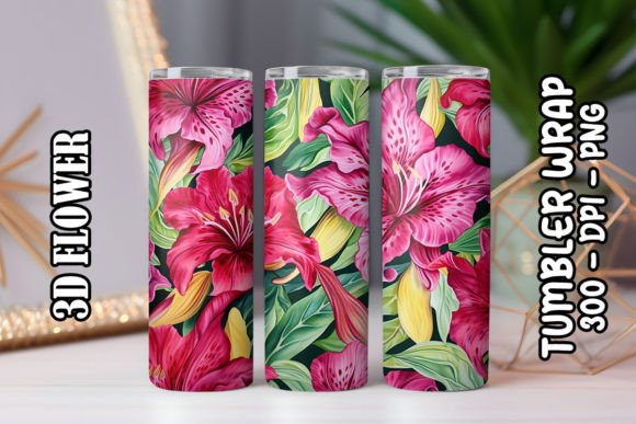 3D Lily Flower Tumbler 1 Sublimation Design
