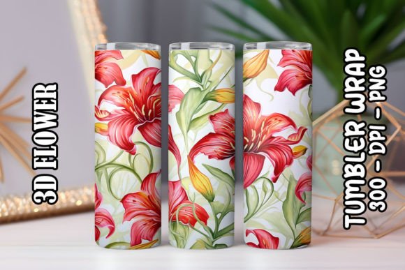 3D Lily Flower Tumbler 3: Digital Sublimation Design