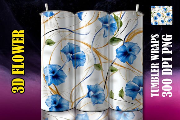 3D Morning Glory Flower Tumbler 2: Elevating Custom Drinkware with Digital Sublimation Art