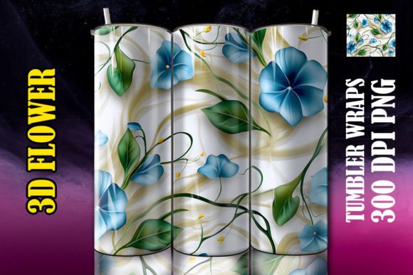 3D Morning Glory Flower Tumbler: Elevating Drinkware with Digital Sublimation Art