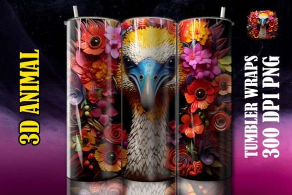 3D Ostrich Tumbler 3: Elevating Sublimation Projects with Realistic Wildlife Design