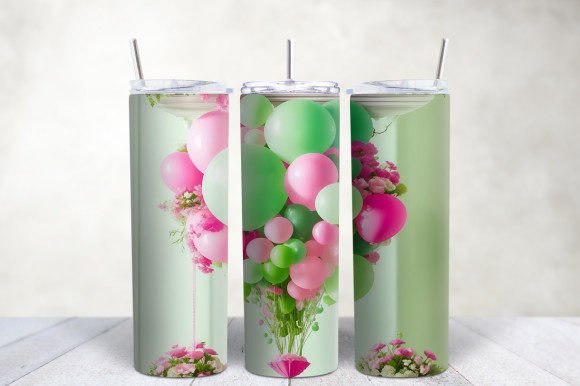 3D Pink Green Flowers Balloons Tumbler: A Guide to Sublimation Design and Application