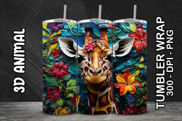 Elevating Sublimation Projects with the 3D Giraffe Tumbler 1 Digital Design
