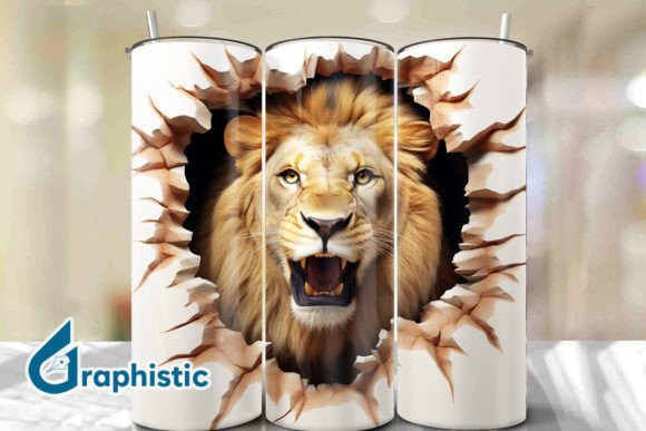 Lion 3D Smash Wall Art Background 04: Digital Design Guide