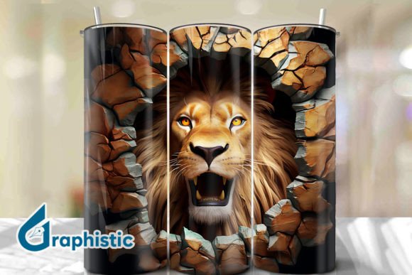 Lion 3D Smash Wall Art Background 18: Elevating Digital Design with High-Impact Visuals