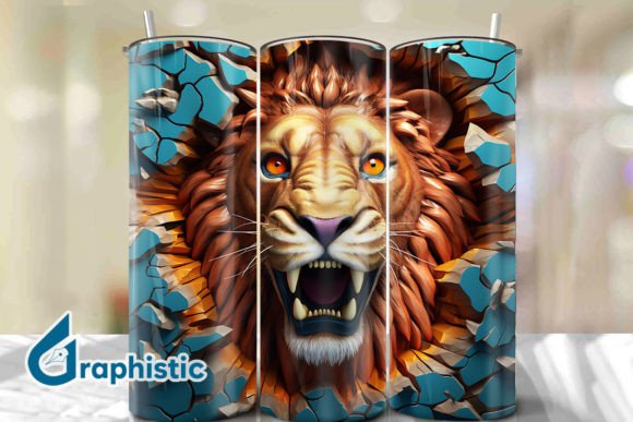 Lion 3D Smash Wall Art Background 19 Digital Assets