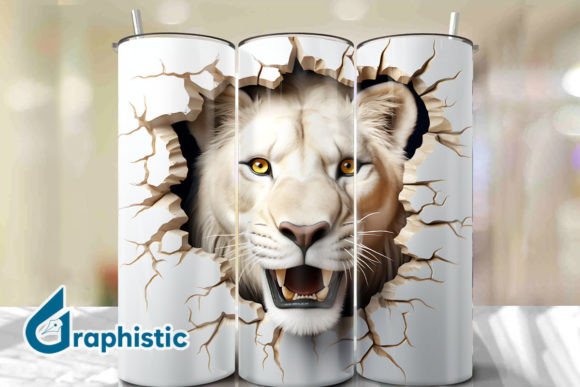 Lion 3D Smash Wall Art Background 22 Digital