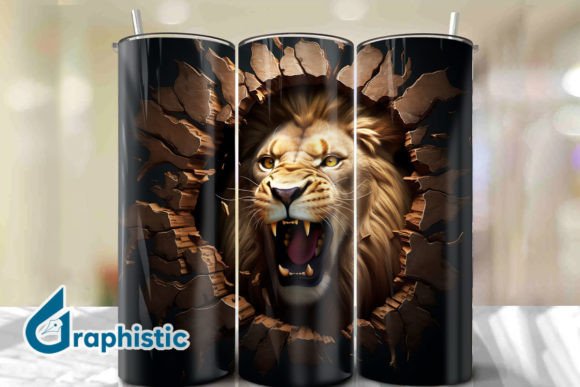 Lion 3D Smash Wall Art Background 26 Digital