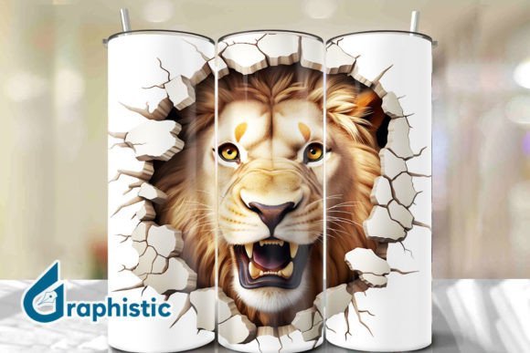 Lion 3D Smash Wall Art Background 32: A Digital Asset for Bold Creative Projects