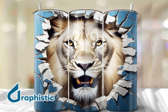 Lion 3D Smash Wall Art: Digital Design Asset