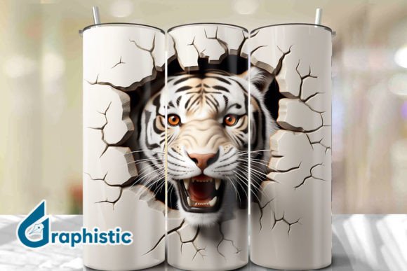 Tiger 3D Smash Wall Art Background 23