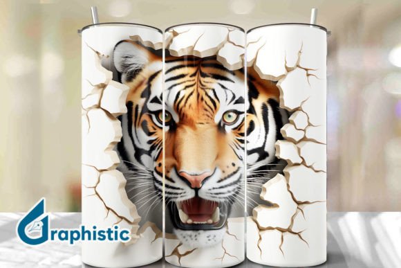 Tiger 3D Smash Wall Art Background 33 Digital Assets