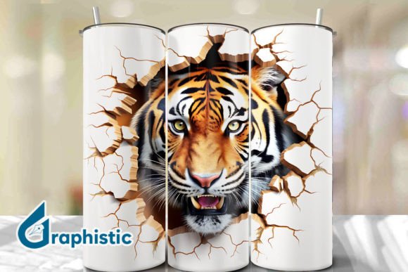 Tiger 3D Smash Wall Art: Digital Design Asset