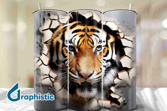 Tiger 3D Smash Wall Art: Digital Design Asset