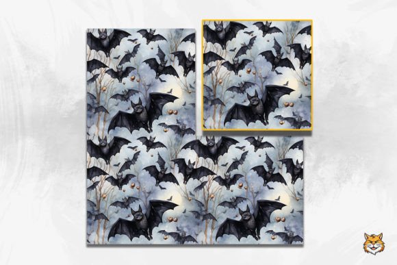 Watercolor Bats Seamless Pattern 1: Elevating Seasonal Design with High-Resolution Textures