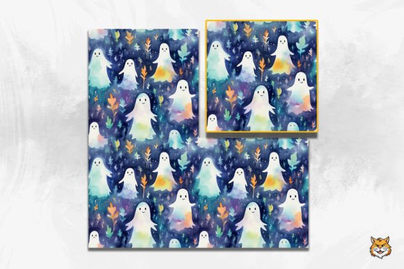 Watercolor Ghosts Seamless Pattern 12: A Versatile Design Asset for Seasonal Projects