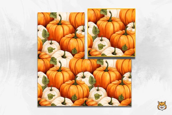 Watercolor Pumpkins Seamless Pattern 1