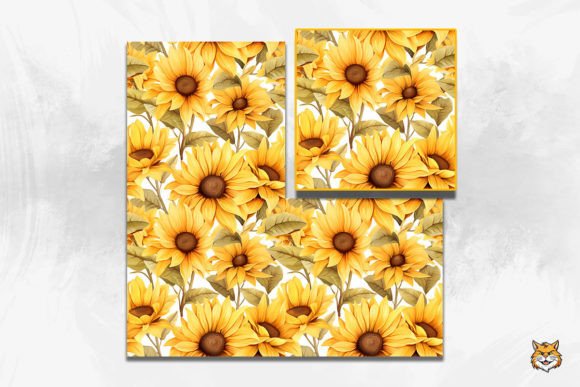 Watercolor Sunflower Seamless Pattern 1: Elevating Digital and Print Design
